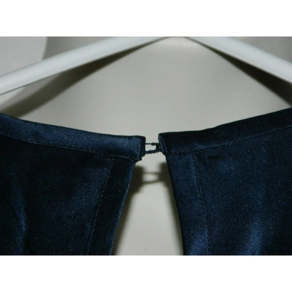 VTG SAO Navy Blue Black Silk Lace Dress Formal Evening Size 8 Made in USA - Picture 4 of 6